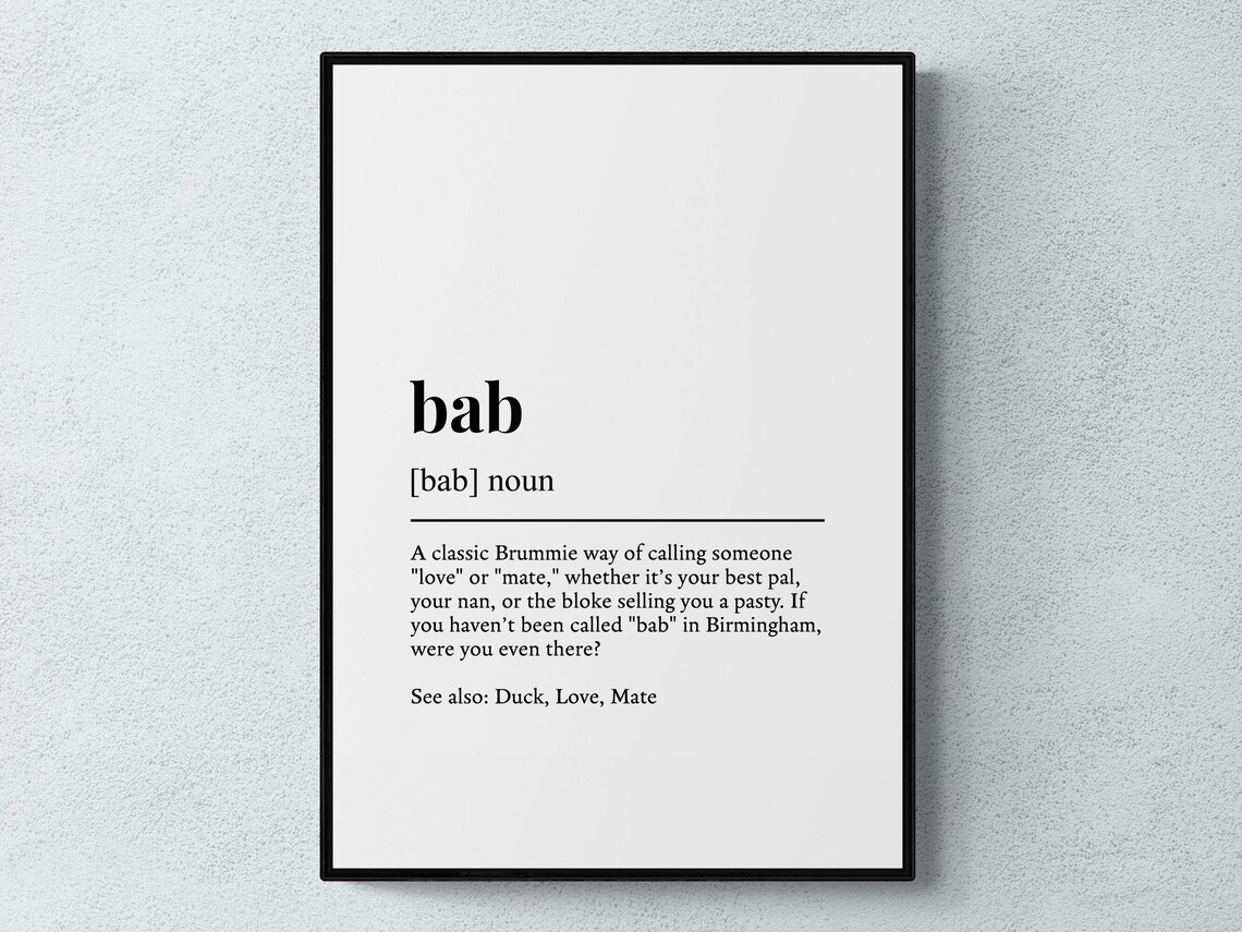 Bab Funny Definition Brummie Gift Art Print