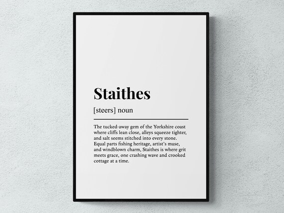 Staithes Yorkshire Coast Definition Dictionary Typography Travel Poster