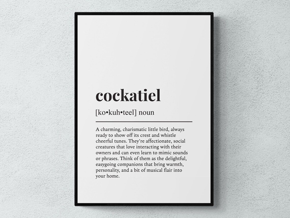 Cockatiel Funny Definition Pet Gift Art Print