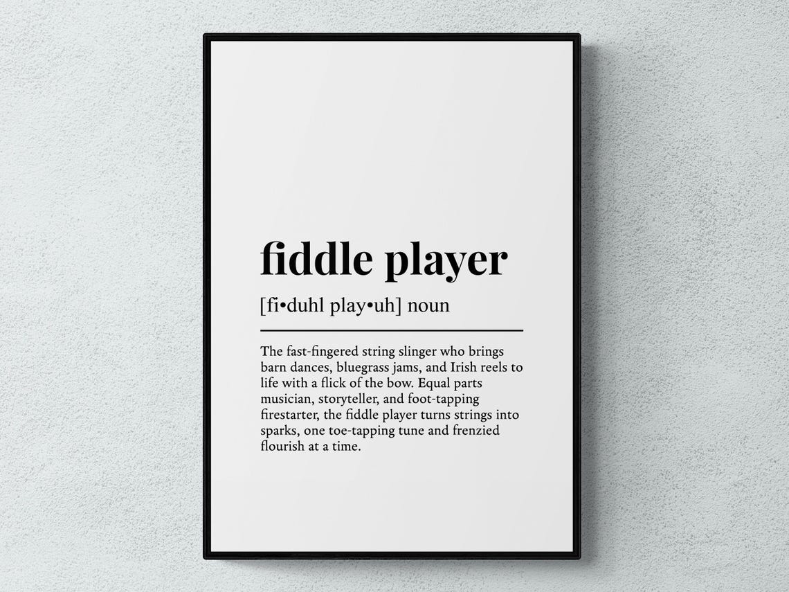 Fiddle Player Funny Definition Hobby Gift Wall Art Print
