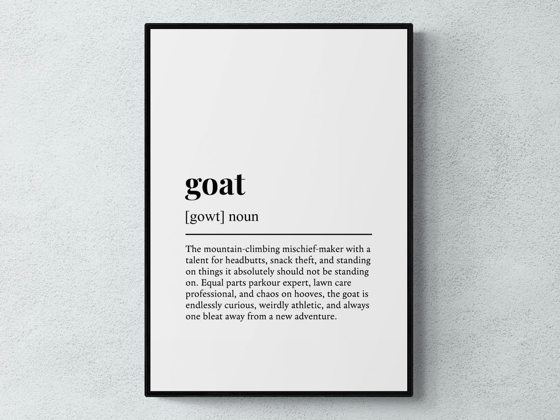 Goat Dictionary Definition Art Poster Funny Farm Animal Wall Decor