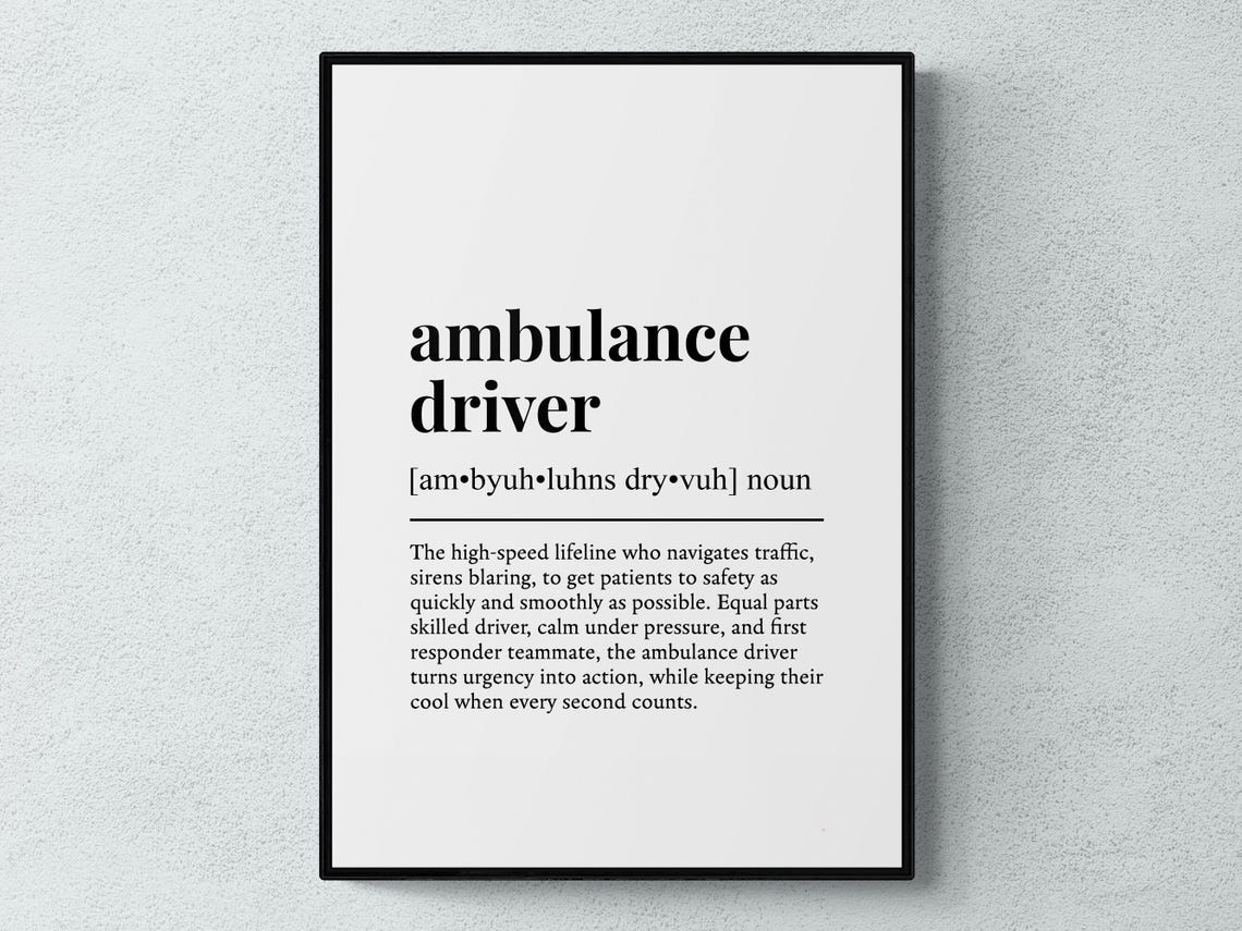 Ambulance Driver Funny Dictionary Definition Hero Gift Poster