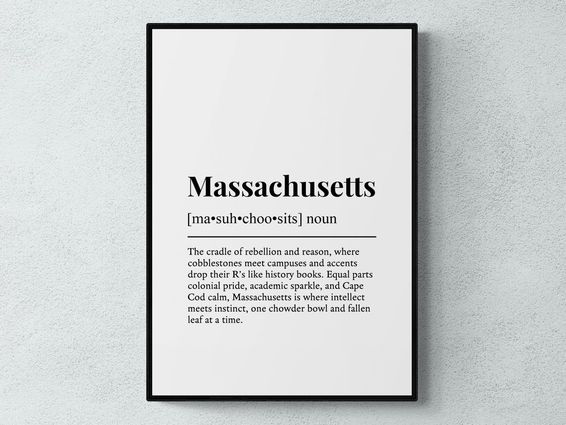 Massachusetts Dictionary Definition Funny State Gift Wall Poster
