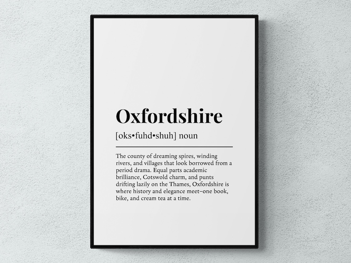 Oxfordshire England Dictionary Definition Word Typography Poster