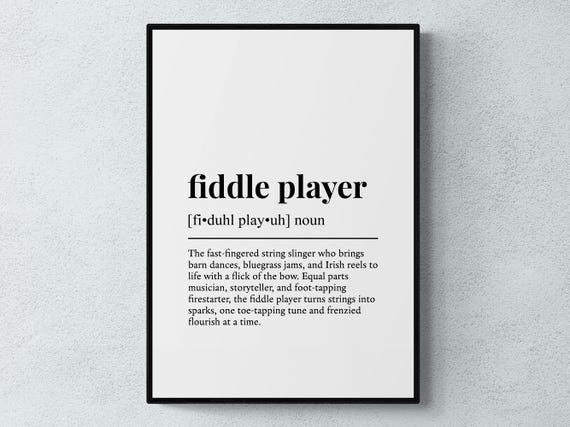 Fiddle Player Funny Definition Hobby Gift Wall Art Print