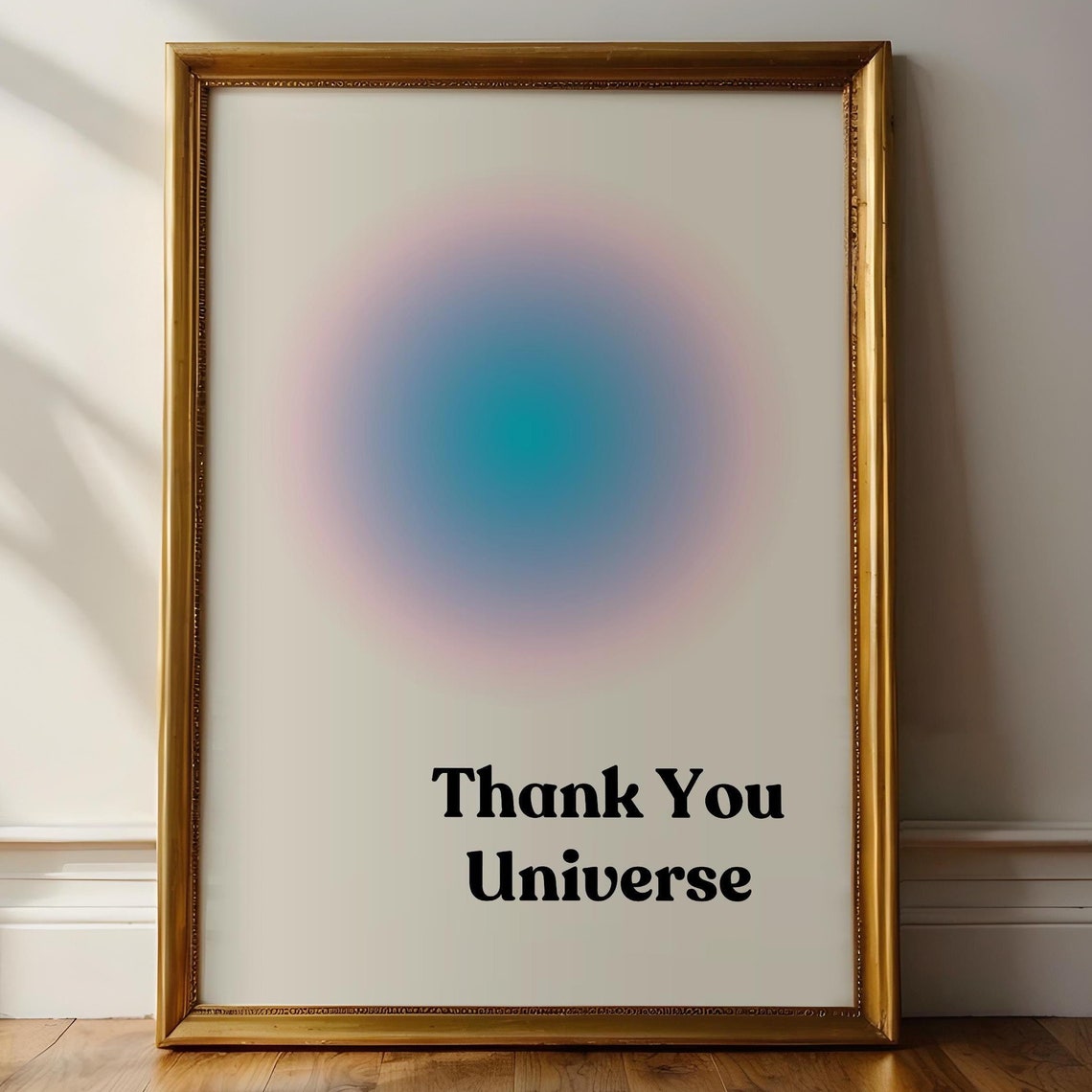 Thank You Universe Blue Pink Aura Gradient Manifesting Wall Art - Image 3