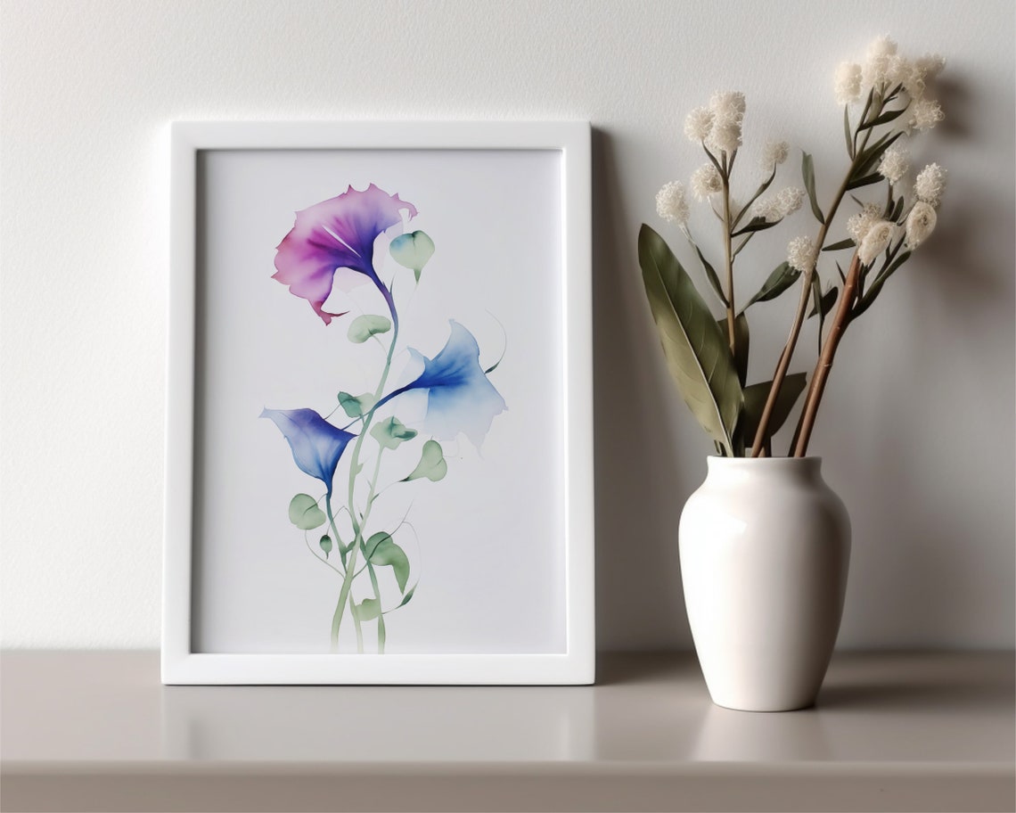 Morning Glory September Birth Flower Watercolor Art Print - Image 2
