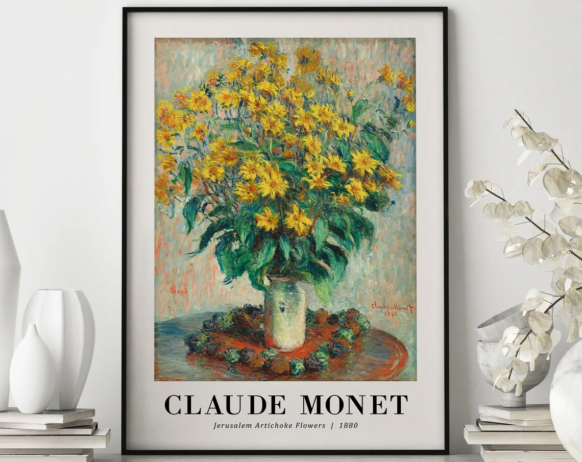 Claude Monet Jerusalem Artichoke Flowers 1880 Yellow Floral Still Life Poster