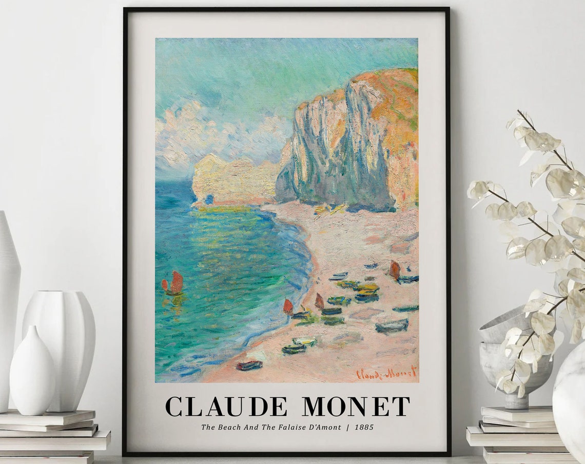 Claude Monet Beach Falaise Damont 1885 Impressionist Art Poster