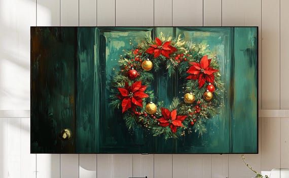 Christmas Wreath Frame Tv Art Holiday Door Decor 776