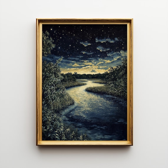 Starry Night Mangrove Coast, Dreamy Florida Landscape