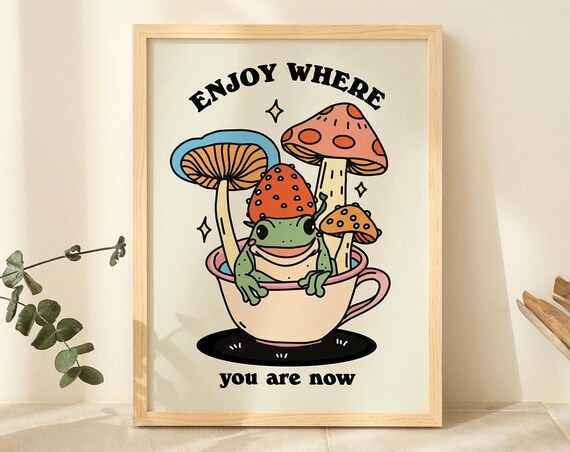 Cottagecore Frog Retro Quote Art Print