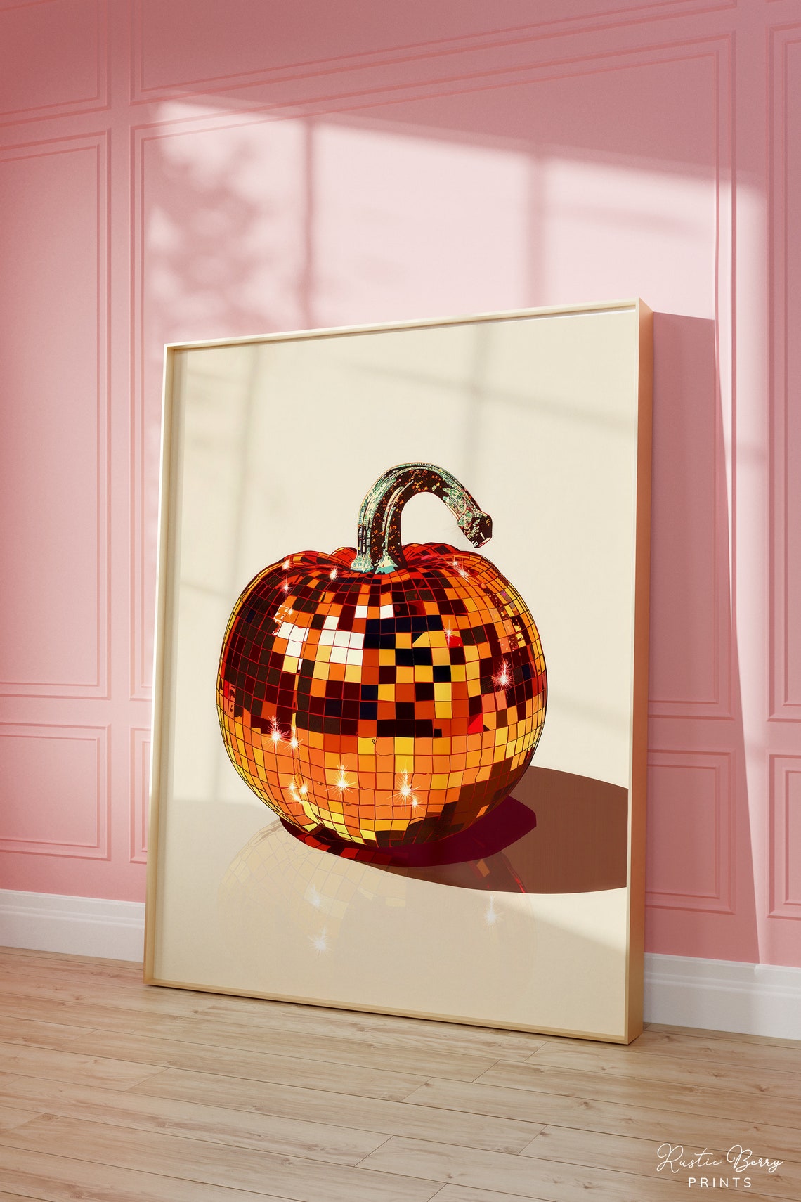 Red Orange Mosaic Disco Pumpkin Glam Harvest Kitchen Decor Poster
