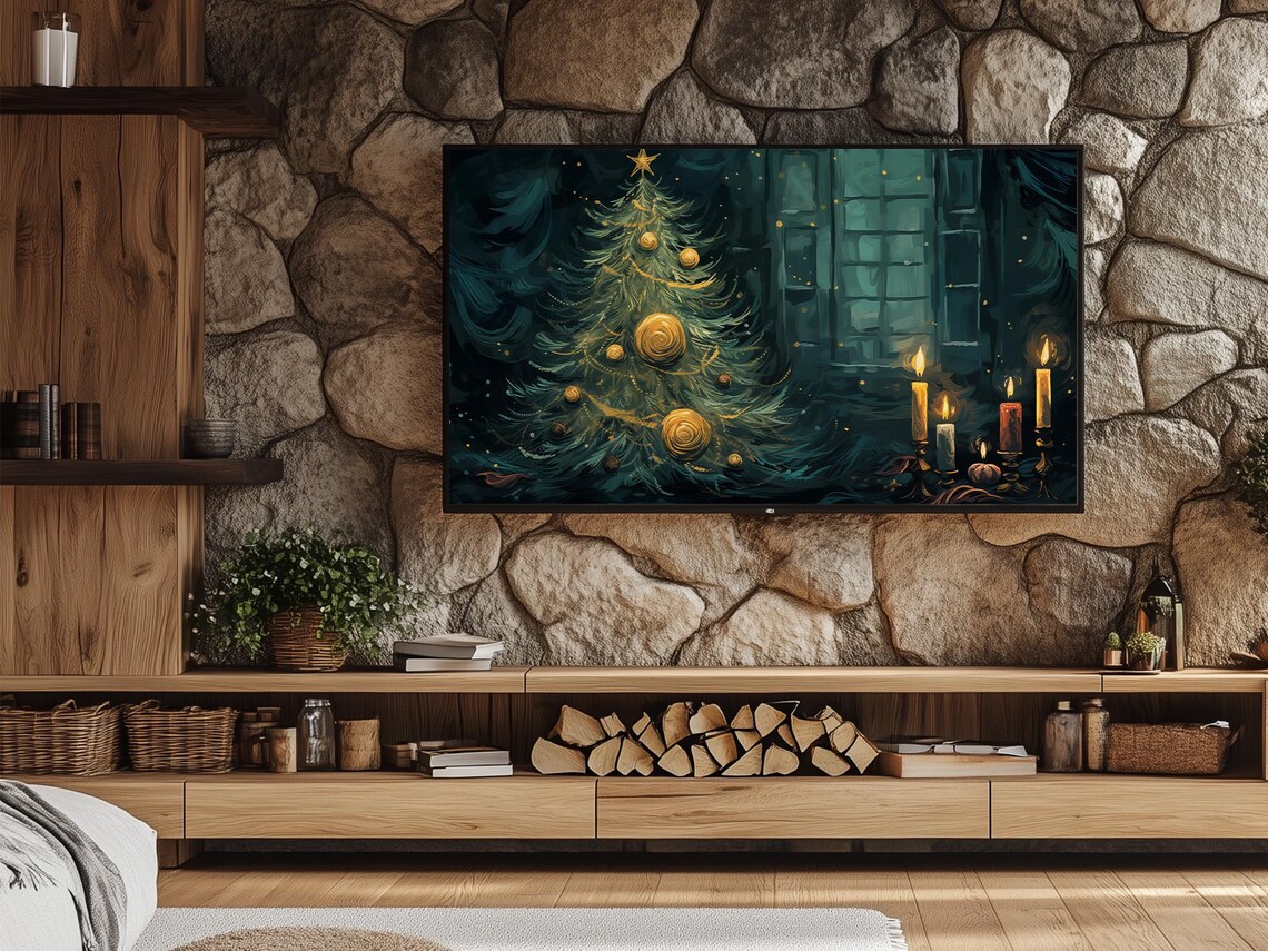 Van Gogh Inspired Christmas Tree With Gold Ornaments Swirling Night Poster - Image 6