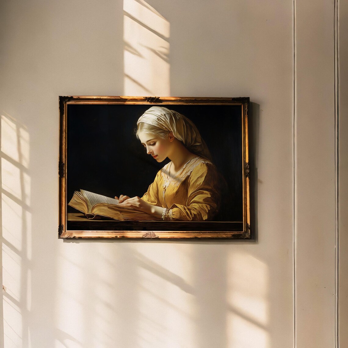 Young Woman Reading Book Classical Oil Painting Portrait Poster - Image 4