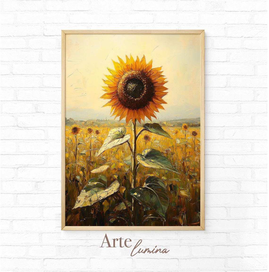 Tall Sunflower Rising Over a Golden Summer Field Painting Poster - Image 7