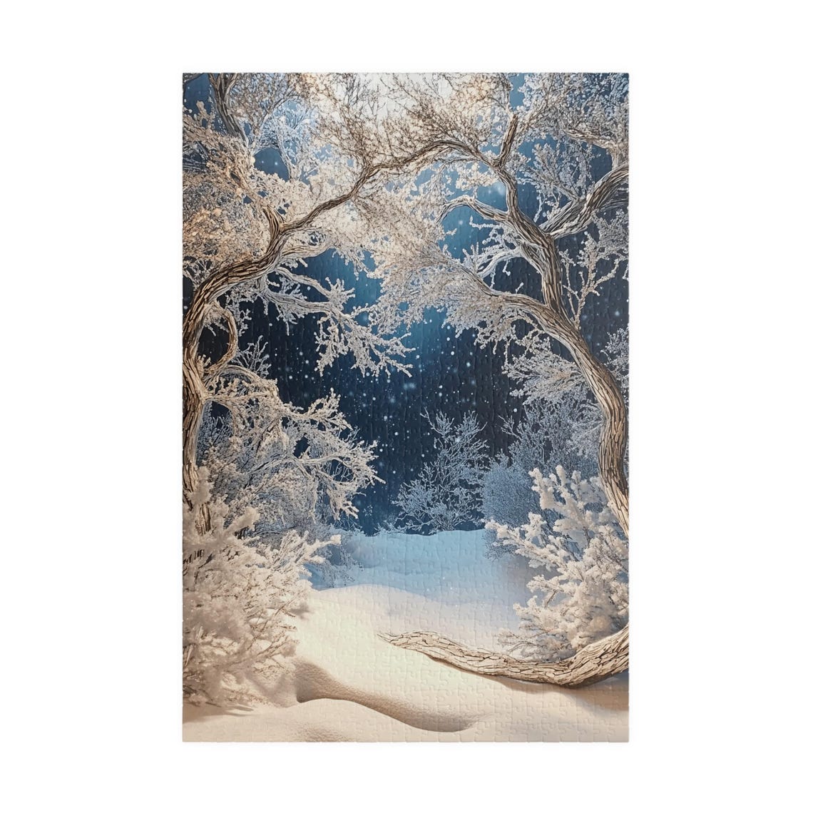 Frosted Winter Forest with Ice Covered Trees Starry Night Poster - Image 3