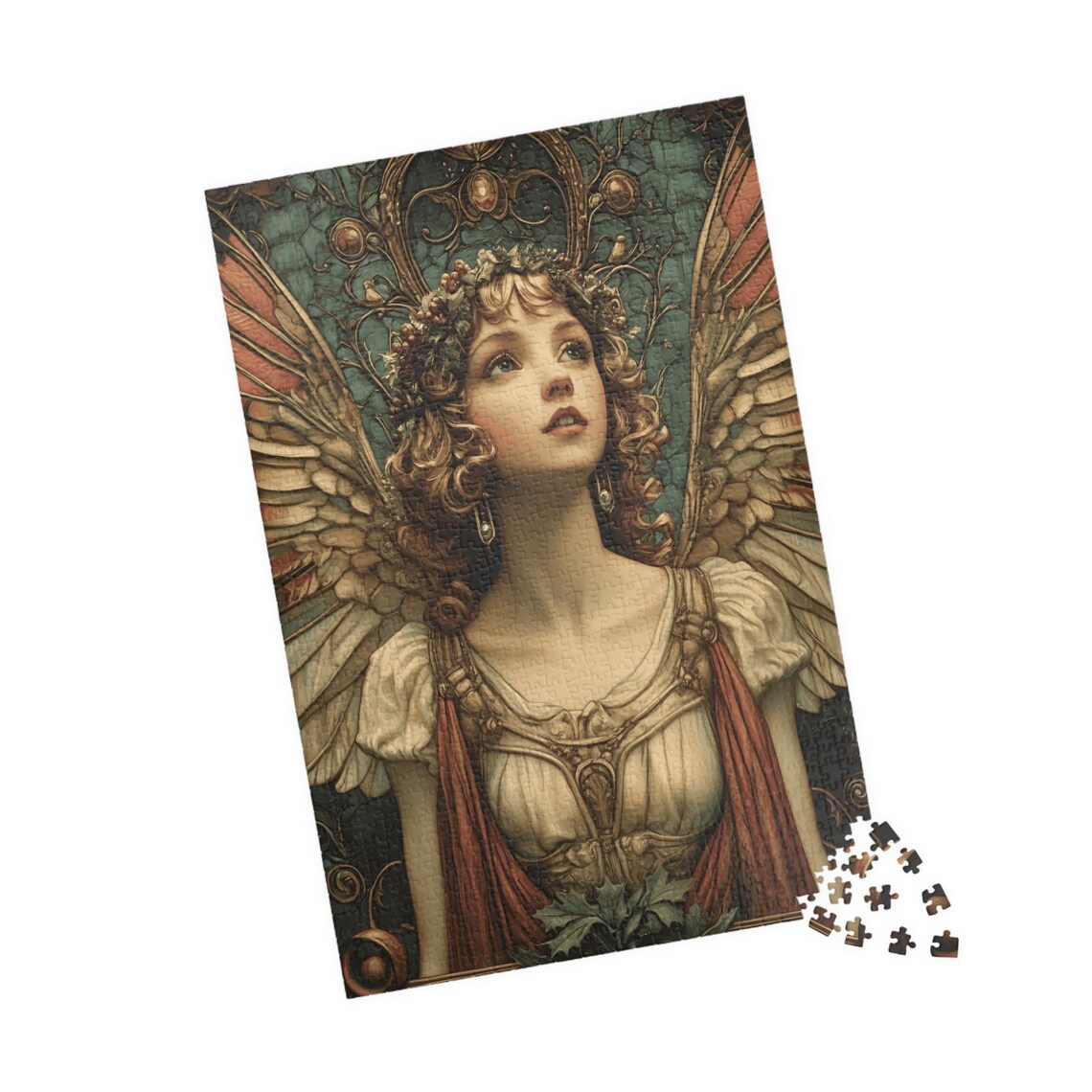 Ornate Dark Angel Berry Leaf Crown Curly Hair Portrait Poster - Image 4