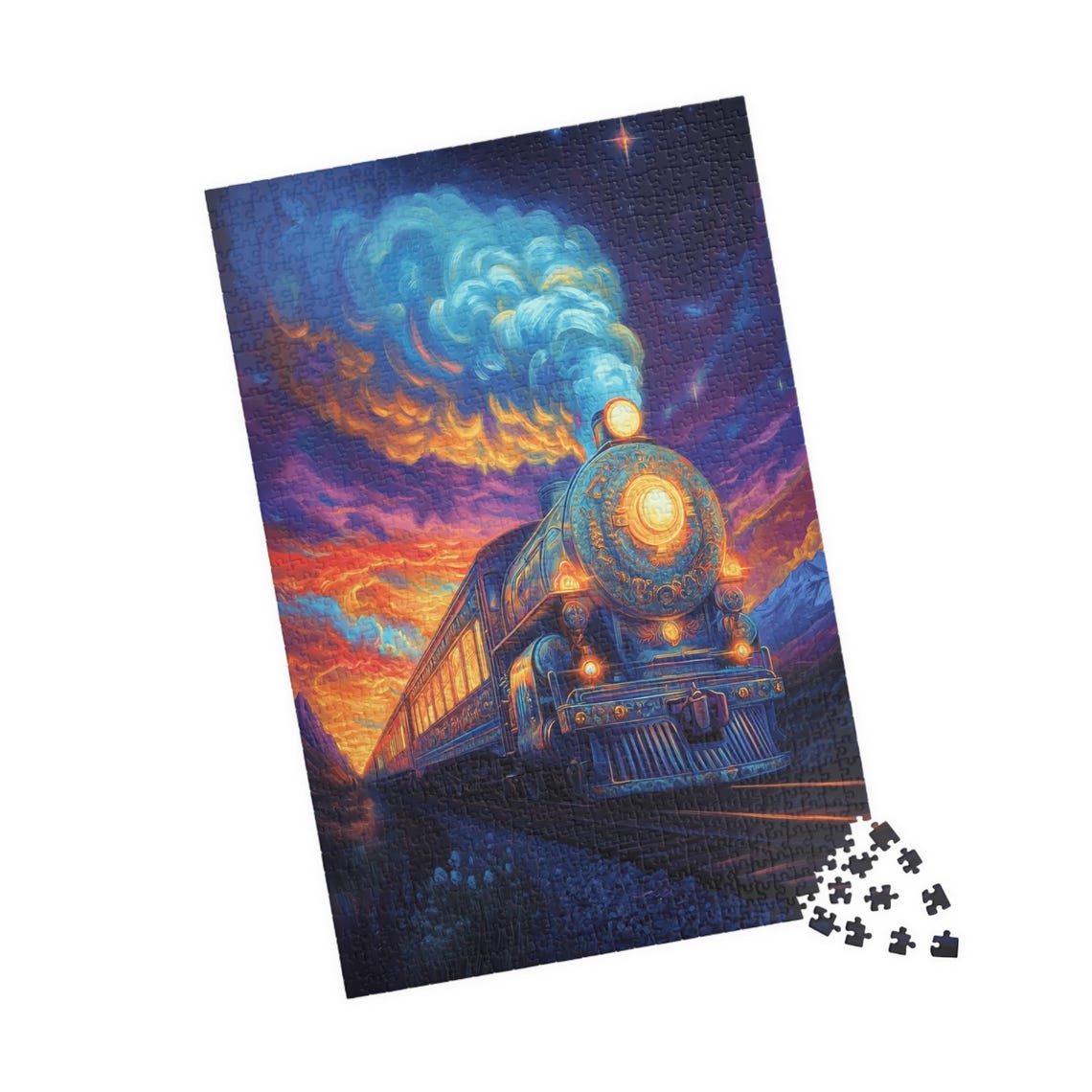 Mystical Ornate Steam Train Beneath A Swirling Sunset Sky Poster - Image 4