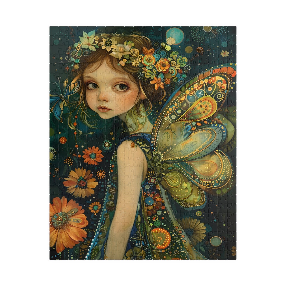 Fairy Girl With Butterfly Wings and Floral Crown Fantasy Art Poster - Image 5