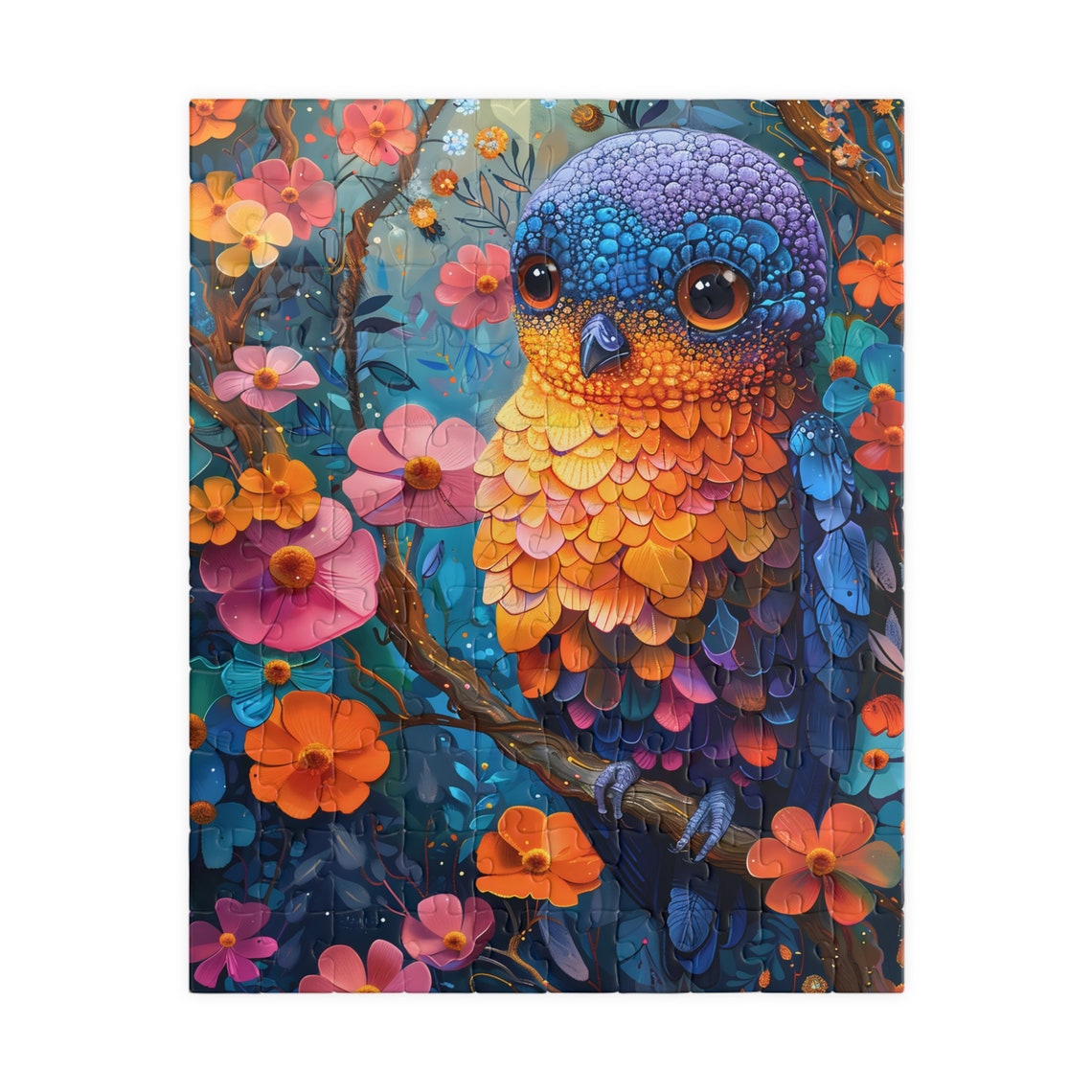 Colorful Fantasy Bird Flower Garden Cute Whimsical Bird Poster - Image 2