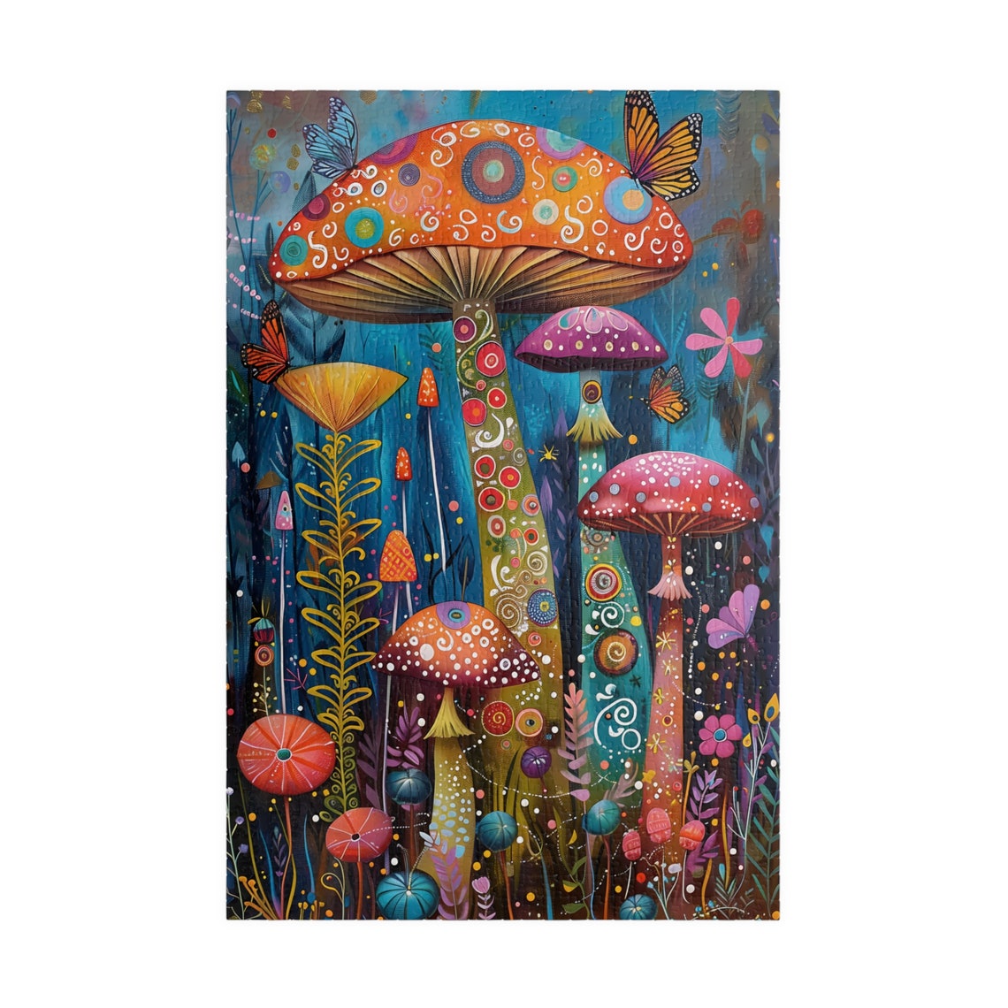 Colorful Psychedelic Mushrooms With Butterflies Fantasy Art Poster - Image 3