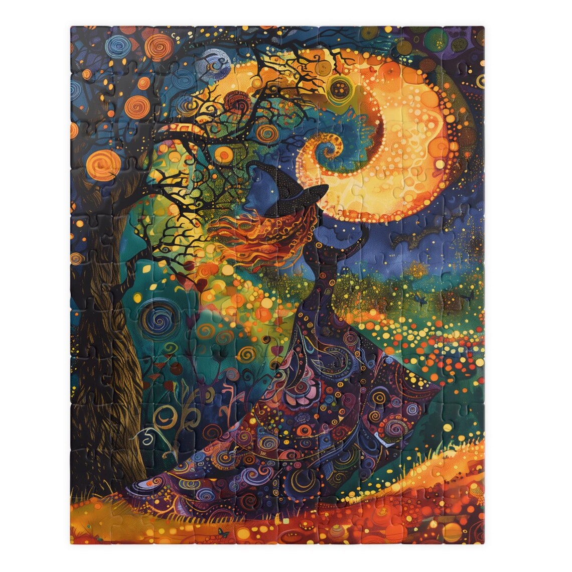 Whimsical Witch Halloween Puzzle Art Print - Image 5