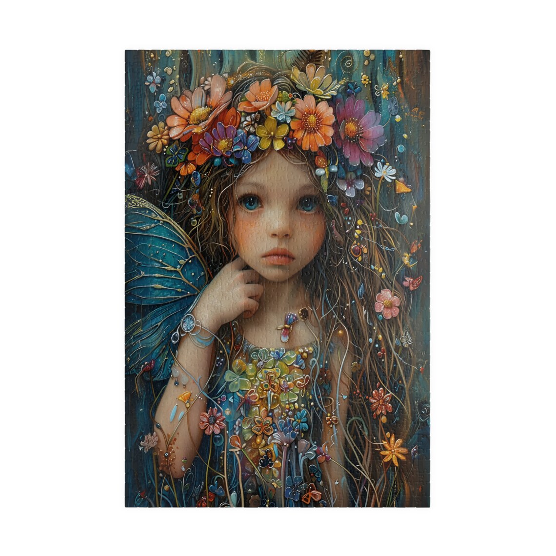 Whimsical Flower Crown Fairy Girl Fantasy Jigsaw Puzzle Print - Image 3