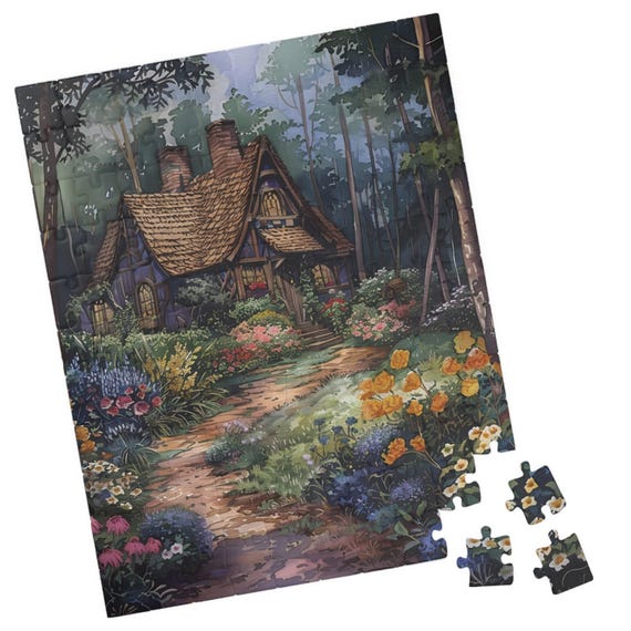 Watercolor Cottage With Garden Jigsaw Country Cabin Puzzle Great Gift For Birthdays Paitents And Nursing Homes Fun Tech Free Activity