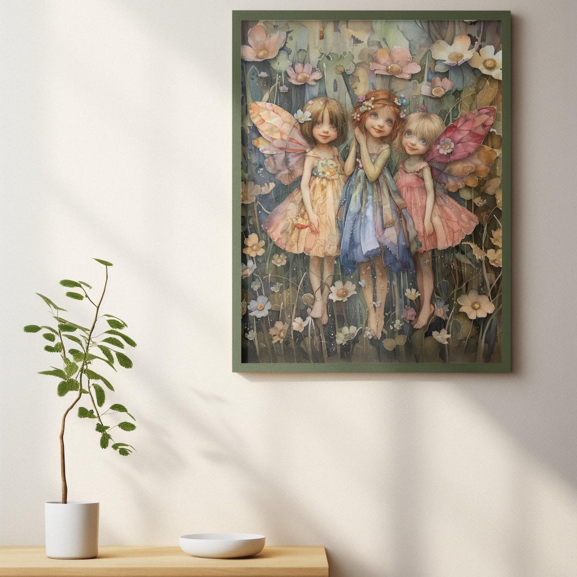 Little Pastel Fairies Watercolor Fantasy Art Print - Image 2