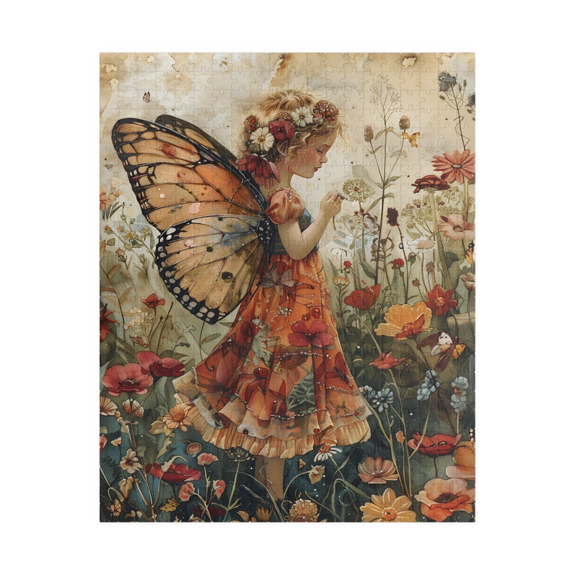 Monarch Butterfly Fairy Girl Wildflower Field Vintage Poster - Image 5