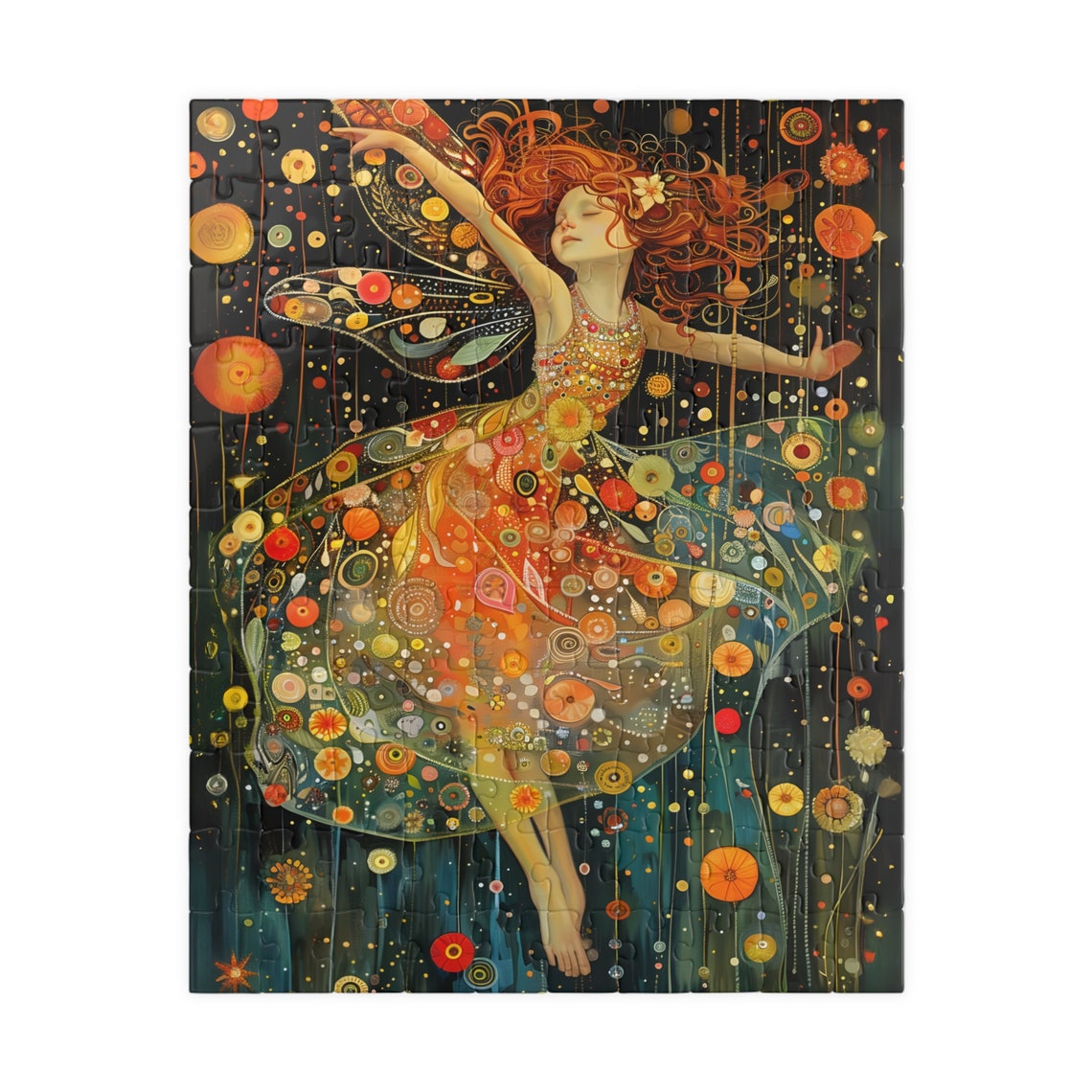 Moonlit Fairy Girl Dancing in a Floral Dream Dress Night Scene Poster - Image 2