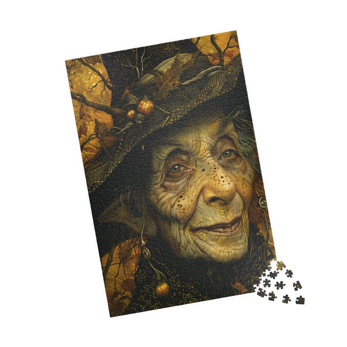 Moody Autumn Witch Portrait In Golden Darkness Art Art Poster - Image 4