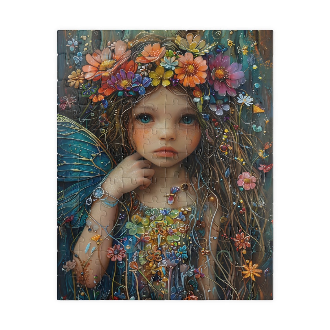 Whimsical Flower Crown Fairy Girl Fantasy Jigsaw Puzzle Print - Image 2
