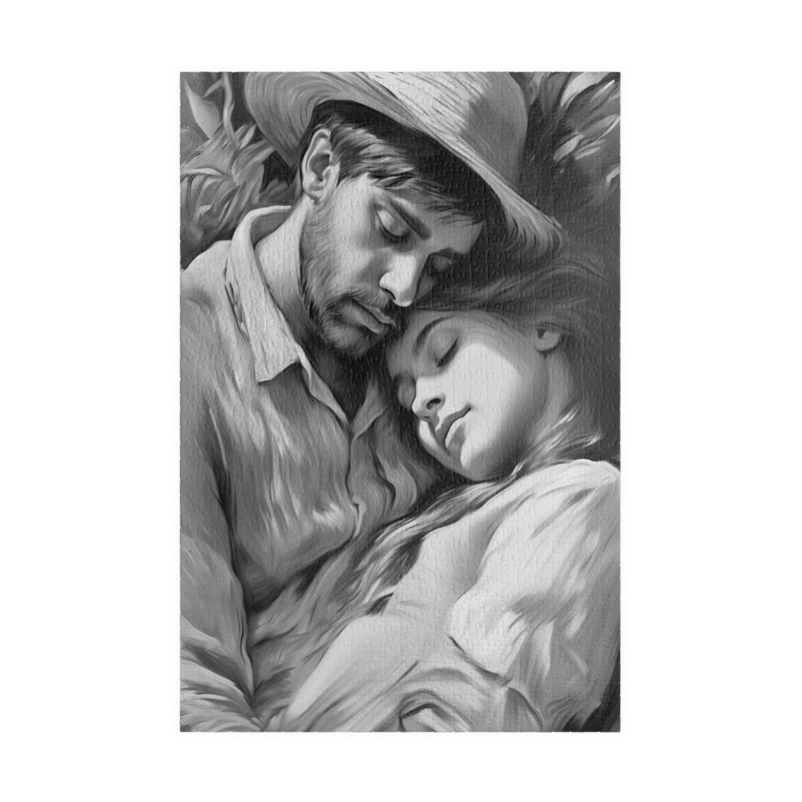 Timeless Black And White Portrait Of A Loving Couple Art Poster - Image 3