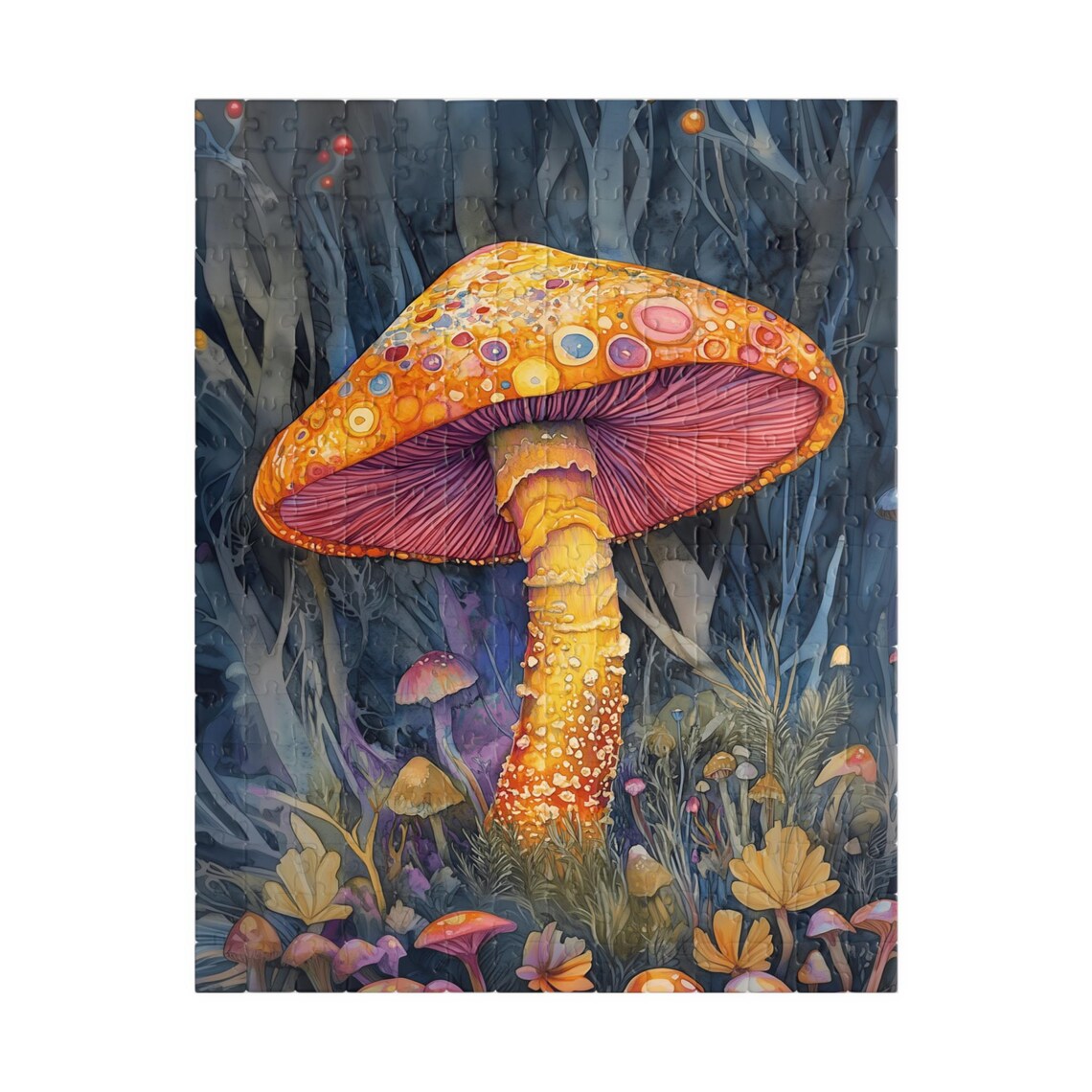 Glowing Orange Mushroom Rising in a Dark Woodland Forest Poster - Image 6