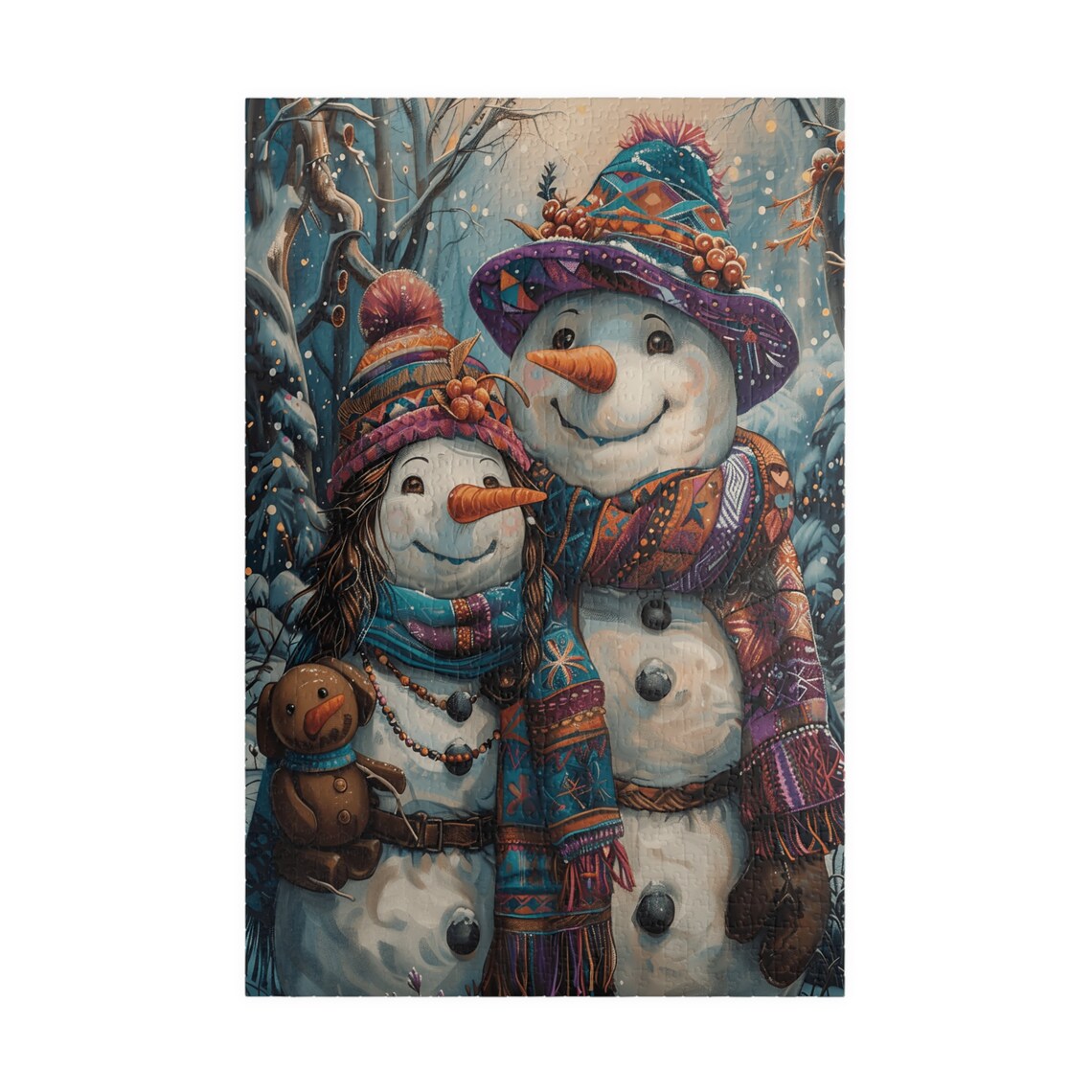 Mother And Daughter Snowman Portrait Travel Poster - Image 3