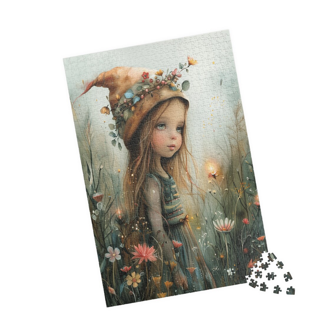 Whimsical Girl In Floral Nightcap Wildflower Meadow Art Poster - Image 4