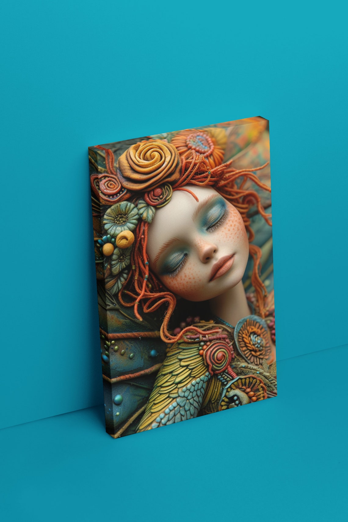 Blissful Sleeping Forest Fairy with Ornate Butterfly Wings Poster - Image 2