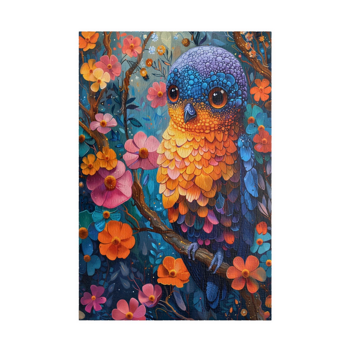 Colorful Fantasy Bird Flower Garden Cute Whimsical Bird Poster - Image 3