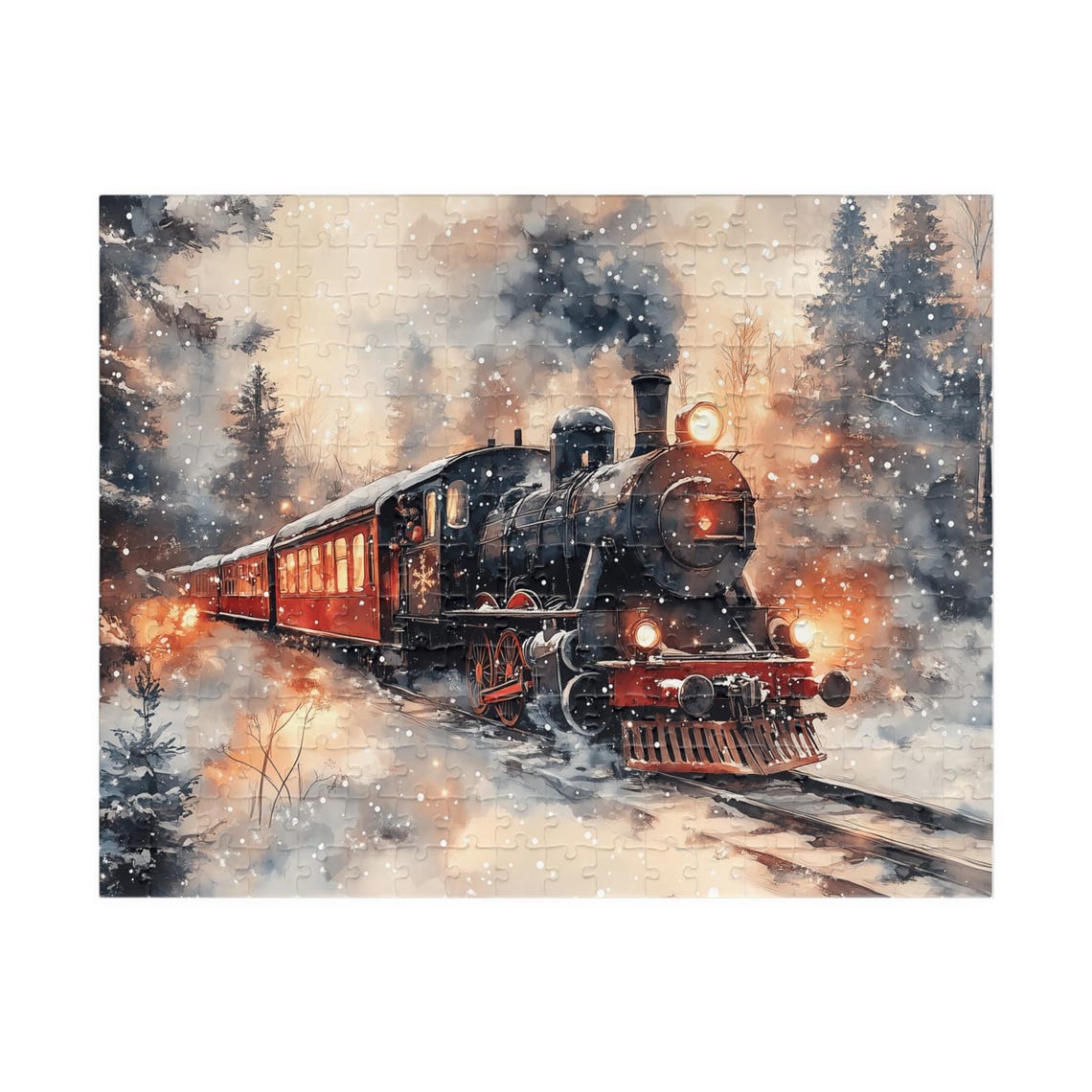 Classic Black Steam Train Steaming Through Winter Snowfall Poster - Image 5
