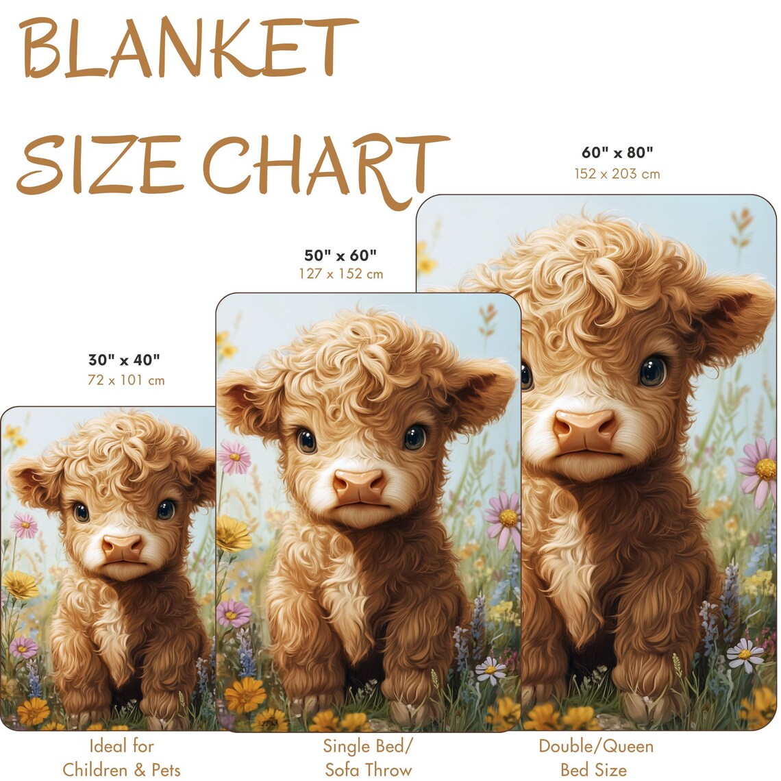 Baby Highland Cow In Flowers, Soft Light Landscape Art Print - Image 4