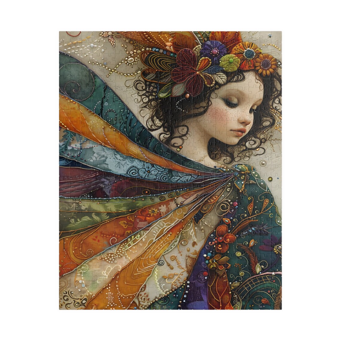 Dreamy Butterfly Girl Wearing a Vibrant Rainbow Flower Crown Poster - Image 6
