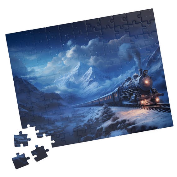 Train In The Moonlite Jigsaw Puzzle Gift For Holidays Birthdays Get Well And Nursing Homes Tech Free Fun Great Vacation Activity