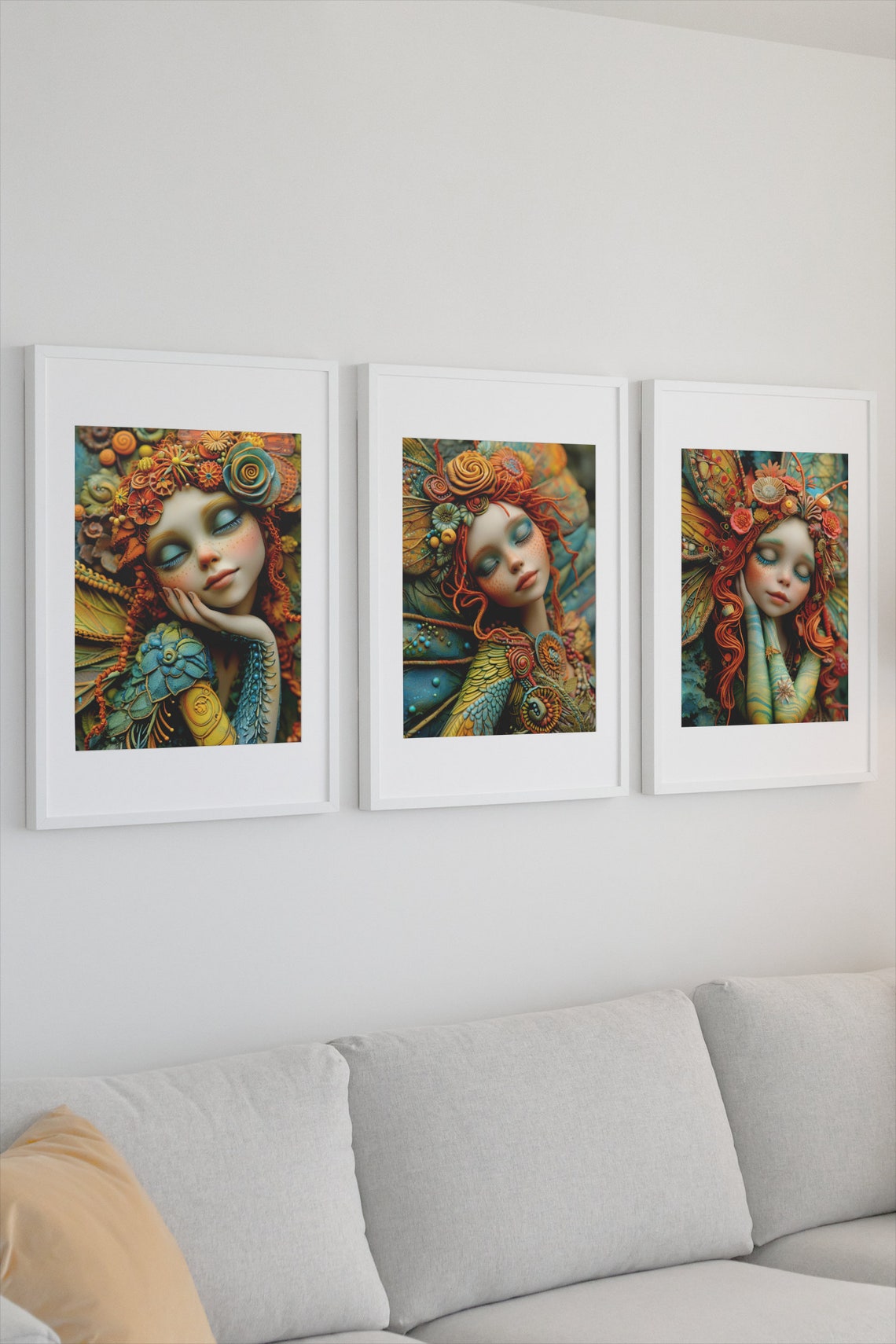 Peaceful Sleeping Fairy Flower Crown Teal Wings Tranquil Poster - Image 2