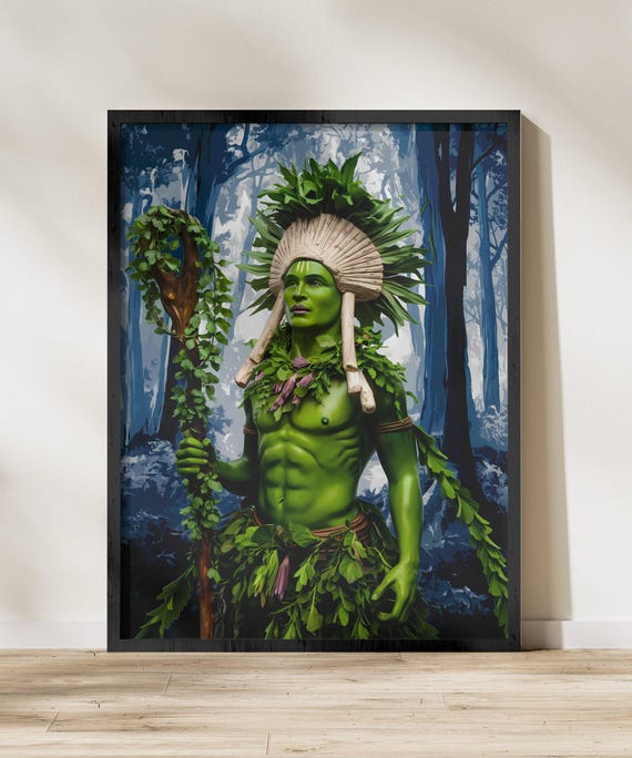 African Orishas Wall Art Cuban Santeria Decor Yoruba Spiritual Artwork Forest Deity Print Cultural Heritage Art Mystical Home Decor