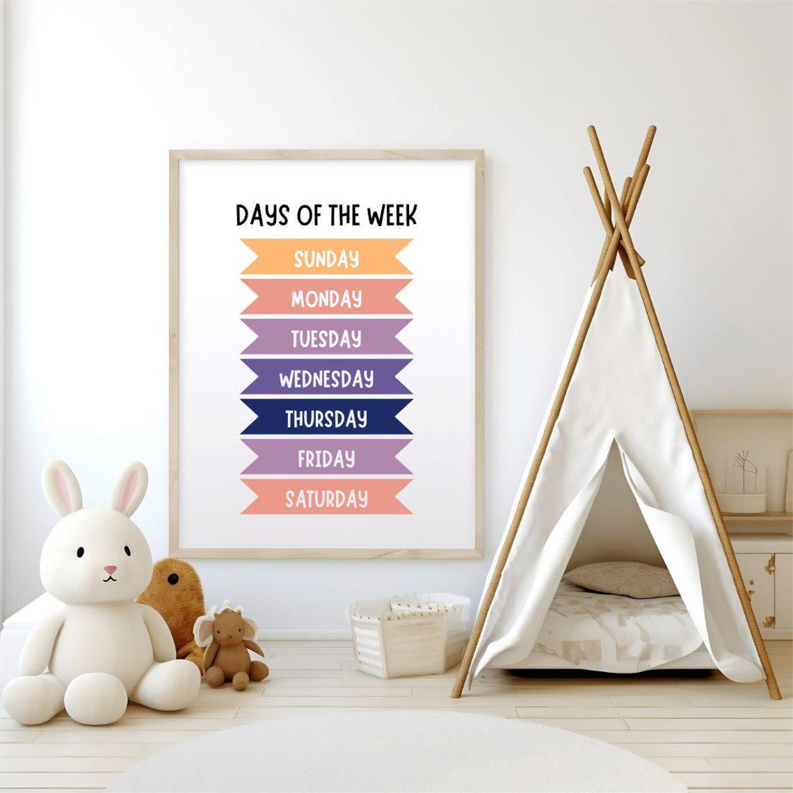 Days Of The Week Pastel Ribbon Banner Kids Chart Educational Poster - Image 2