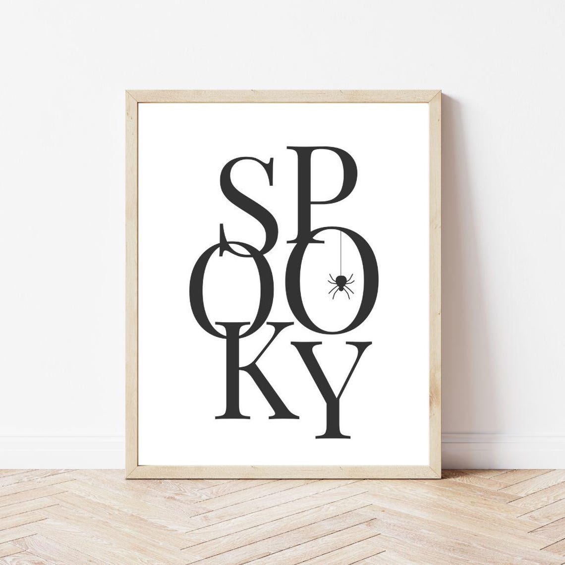 Spooky Serif Typography Hanging Spider Minimalist Halloween Poster - Image 2