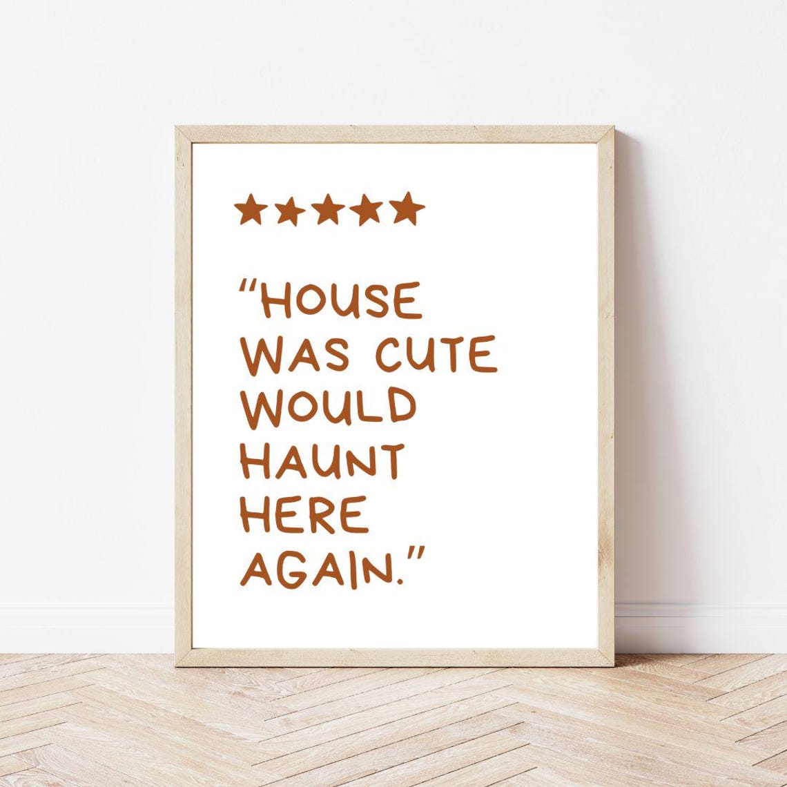 House Was Cute Would Haunt Here Again Orange Halloween Review Poster - Image 2