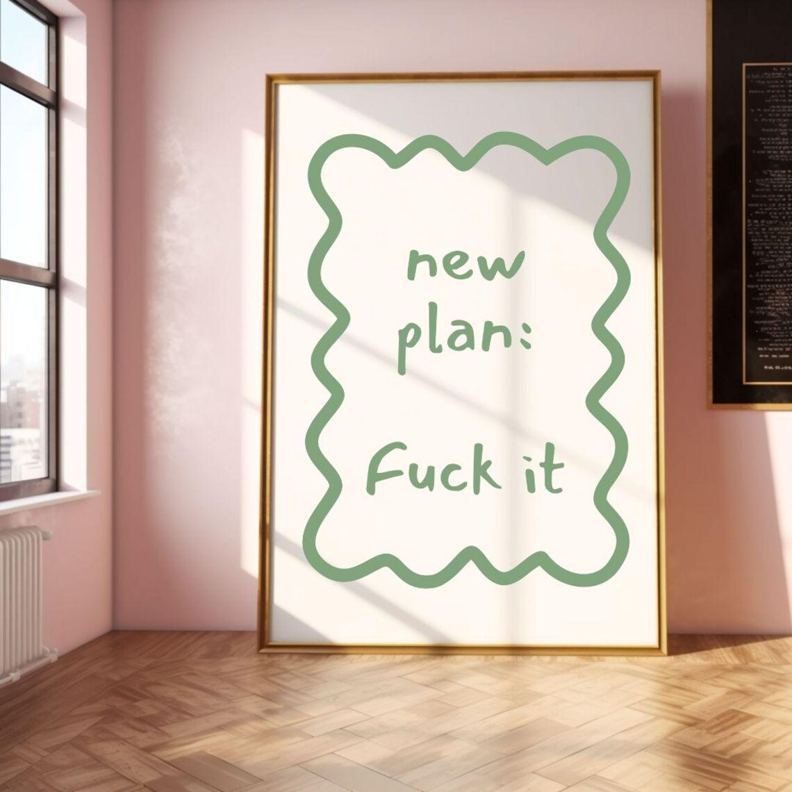 New Plan Fuck It Funny Sarcastic Quote Wall Decor Sign Poster - Image 2